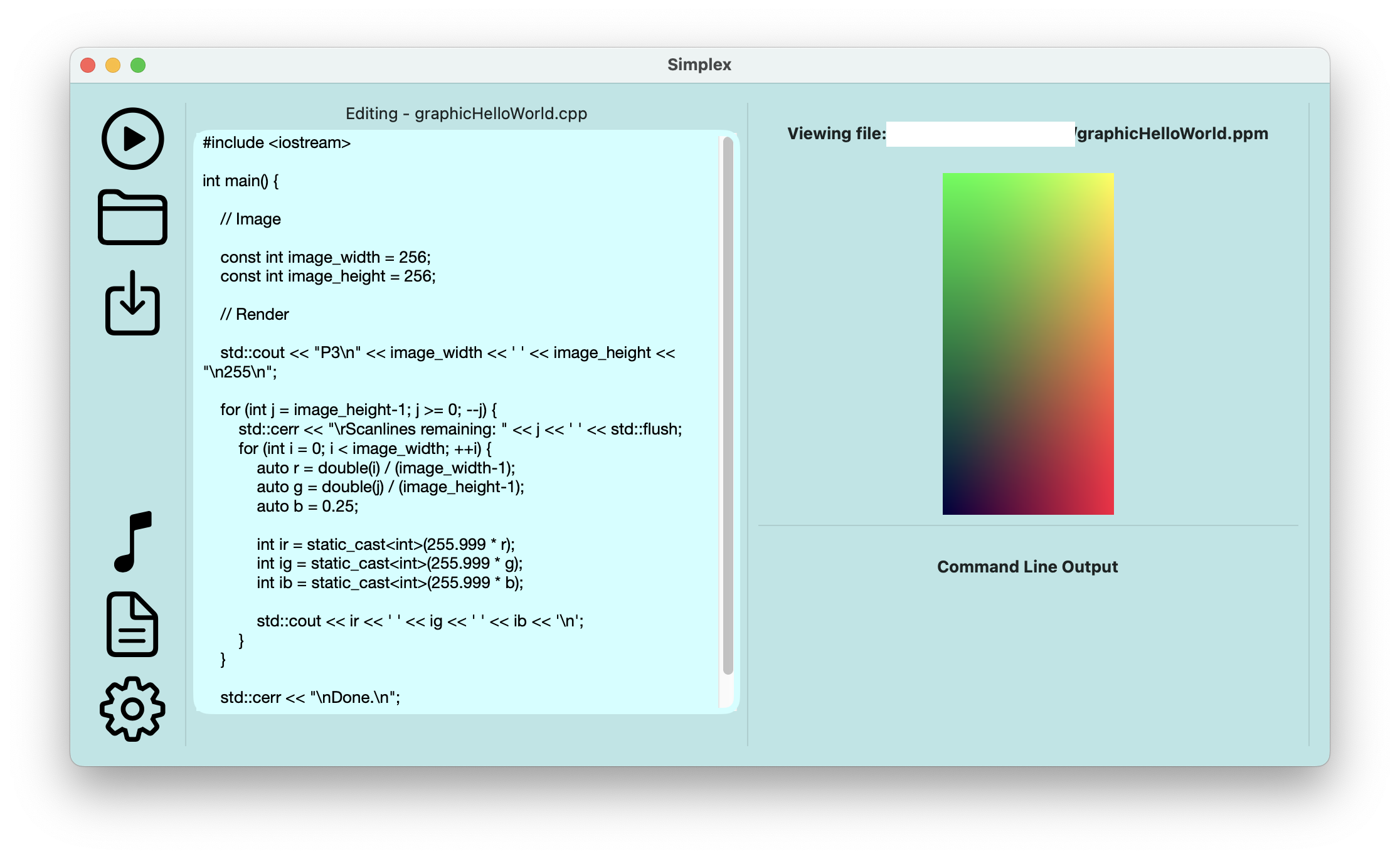 A screenshot of the Simplex code editor project
